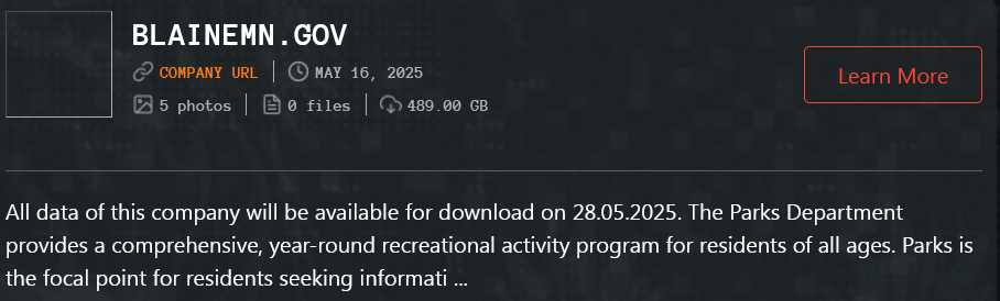 Minnesota Blaine市成为Qilin勒索软件的受害者-xLab 威胁情报