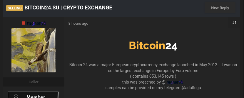 Alleged data sale of Bitcoin24-xLab 威胁情报