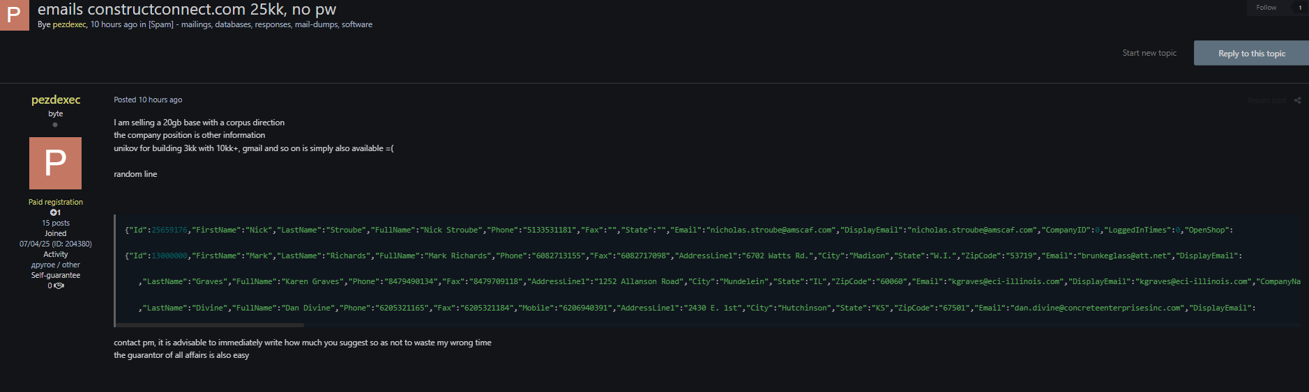 ConstructConnect涉嫌数据泄露-xLab 威胁情报