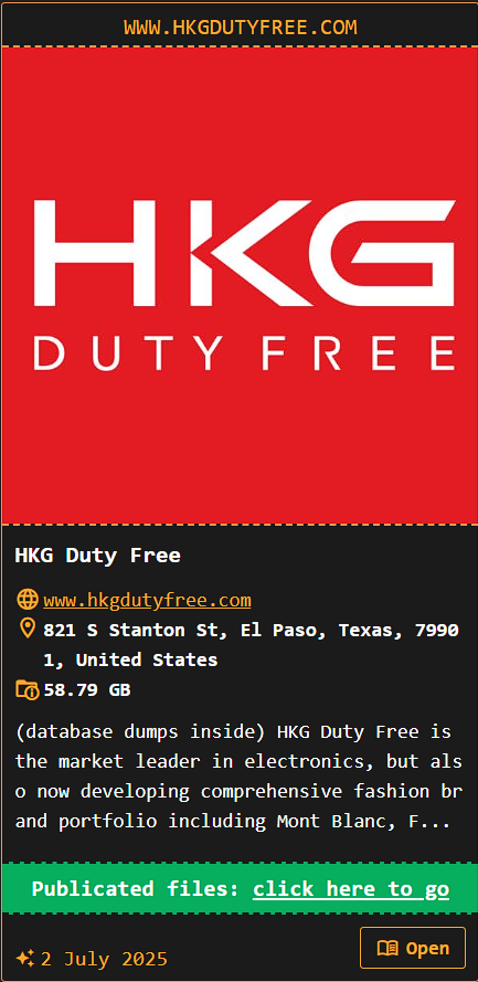 HKG免税店成为DragonForce勒索软件的受害者-xLab 威胁情报