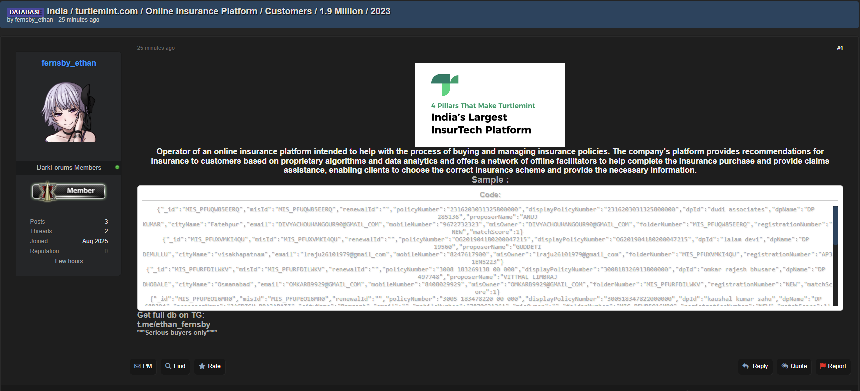 涉嫌出售Turtlemint数据-xLab 威胁情报