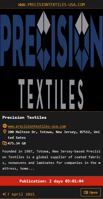 Precision Textiles LLC成为DragonForce勒索软件的受害者-xLab 威胁情报