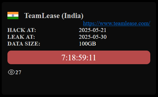 TeamLease成为NightSpire勒索软件的受害者-xLab 威胁情报