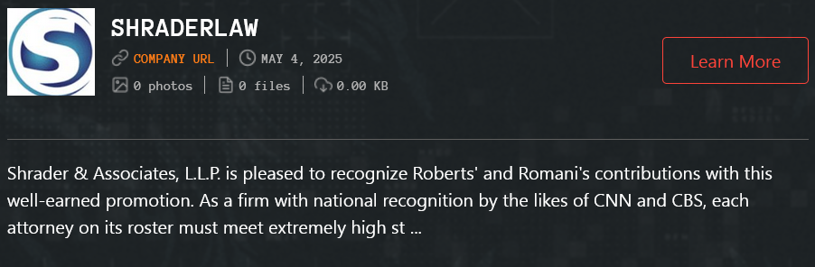 Shrader&Associates成为Qilin勒索软件的受害者-xLab 威胁情报