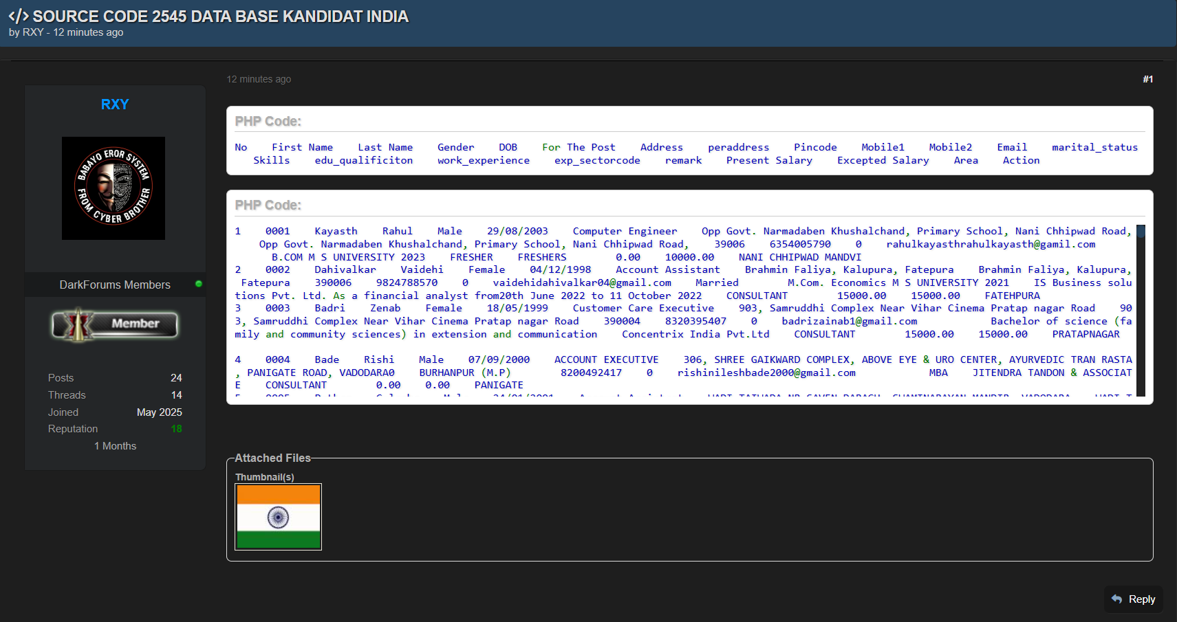 涉嫌数据泄露印度候选人-xLab 威胁情报