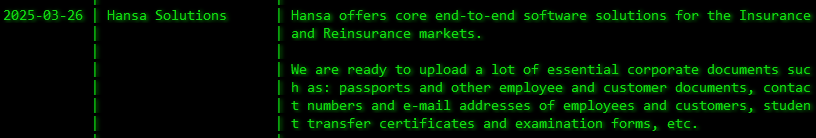 Hansa Solutions India Pvt Ltd成为Akira勒索软件的受害者-xLab 威胁情报