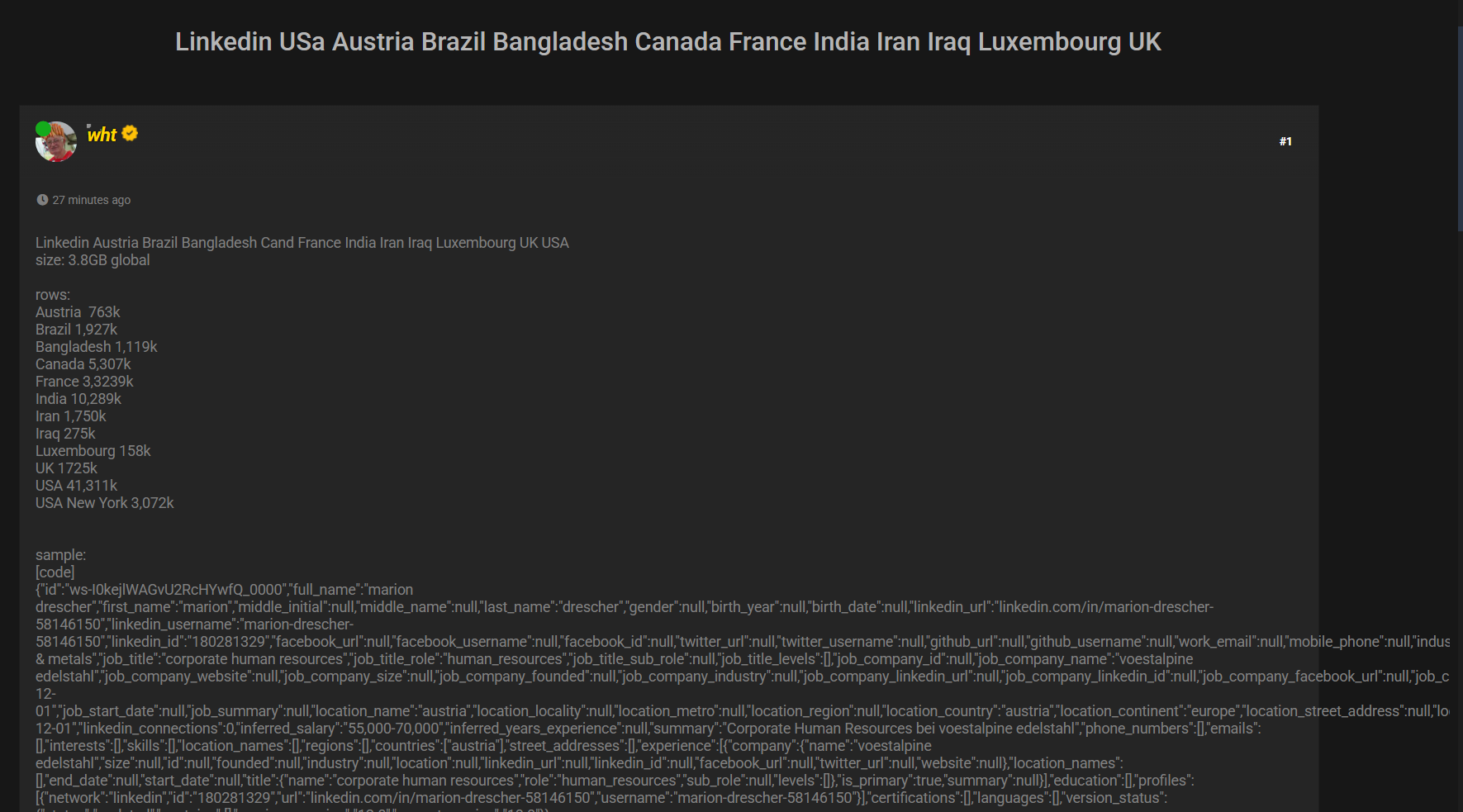 Linkedin涉嫌数据泄露-xLab 威胁情报