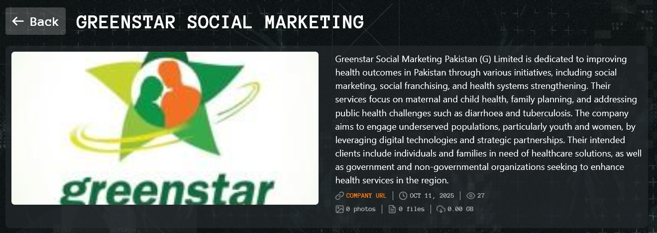 Greenstar Social Marketing Pakistan(Guarantee)Limited成为Qilin勒索软件的受害者-xLab 威胁情报