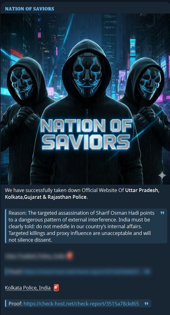 NATION OF SAVIORS瞄准加尔各答Police网站-xLab 威胁情报