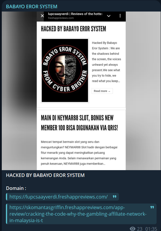 BABAYO EROR SYSTEM瞄准FreshAppReviews.com网站-xLab 威胁情报
