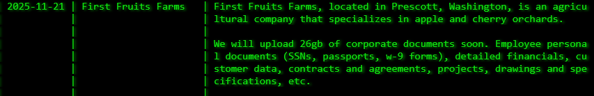 FirstFruits Farms LLC成为Akira勒索软件的受害者-xLab 威胁情报