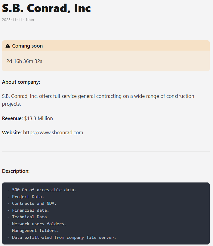 S.B.康拉德公司成为GENESIS勒索软件的受害者-xLab 威胁情报