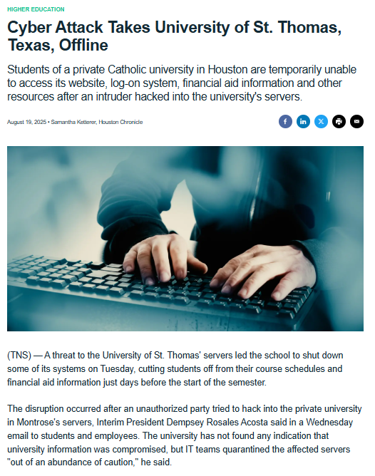 圣托马斯大学成为INC RANSOM勒索软件的受害者-xLab 威胁情报