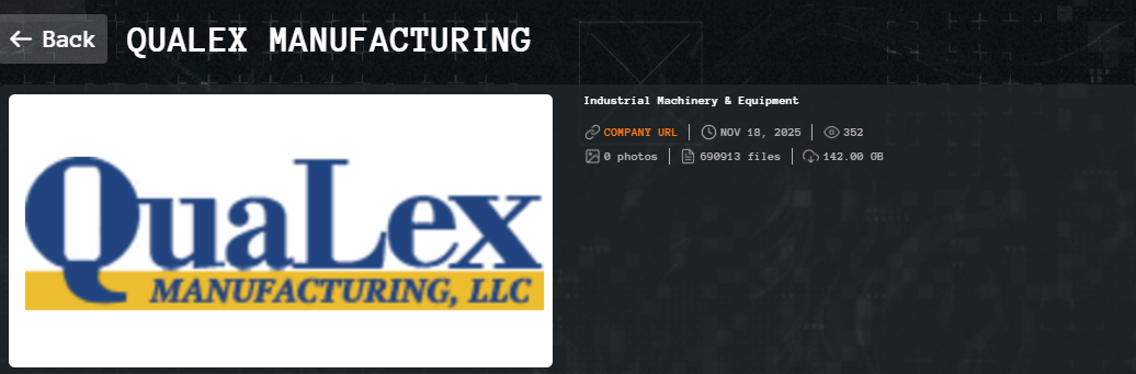 QuaLex Manufacturing成为Qilin勒索软件的受害者-xLab 威胁情报