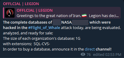 Alleged data breach of NASA-xLab 威胁情报