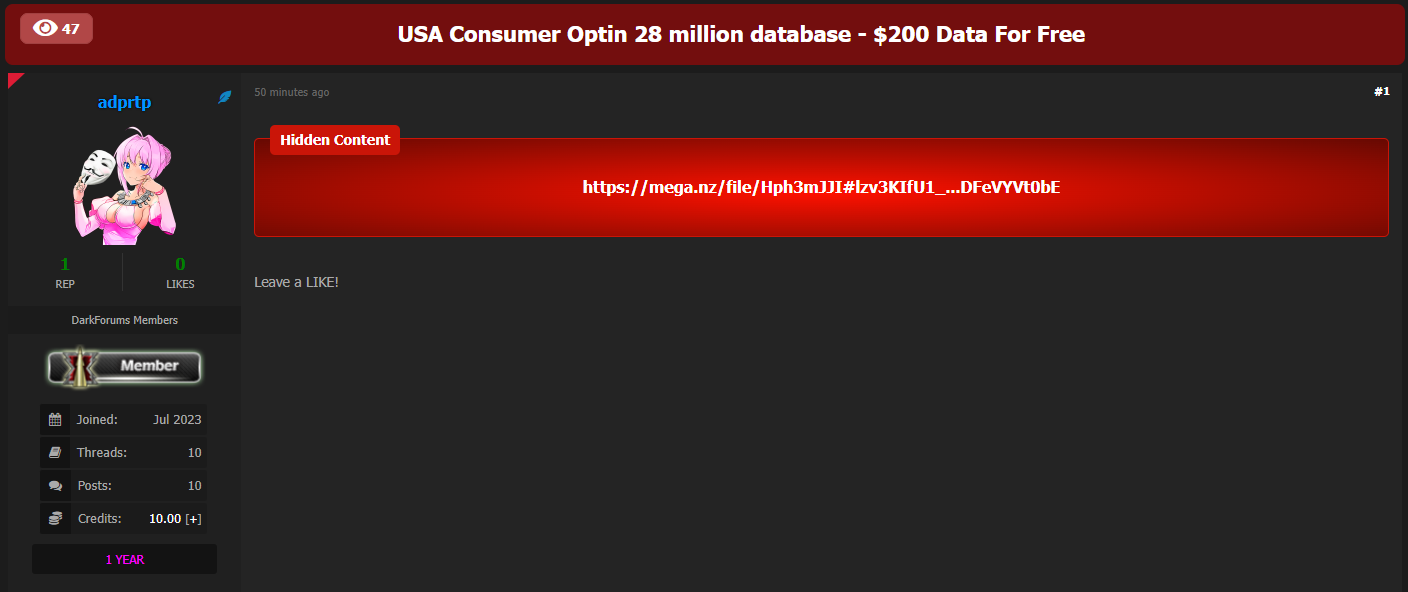 涉嫌数据泄露美国消费者选择加入数据库-xLab 威胁情报