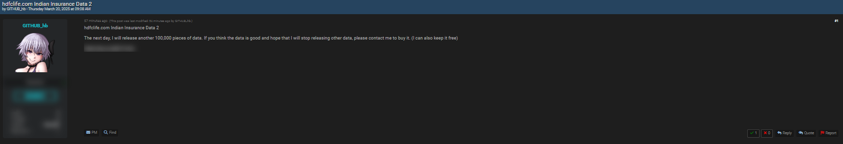 HDFC Life涉嫌数据泄露-xLab 威胁情报