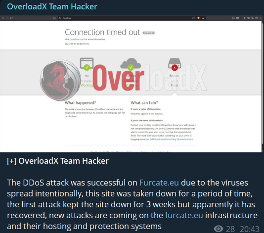 OverloadX团队黑客瞄准furcate.eu网站-xLab 威胁情报