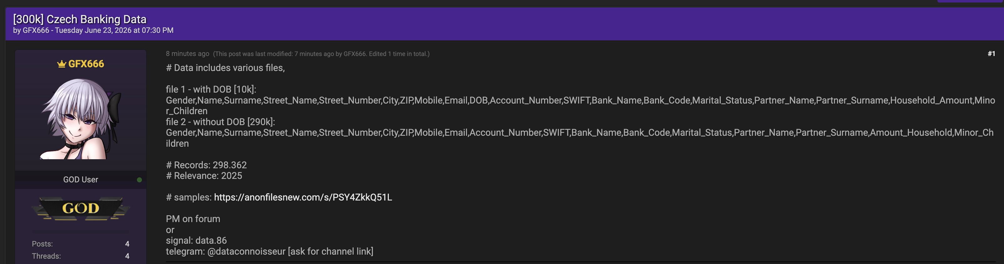 Alleged data leak of Multiple Czech Banking Institutions-xLab 威胁情报