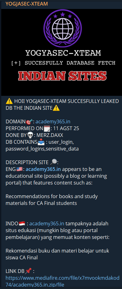 Academy365涉嫌数据泄露-xLab 威胁情报