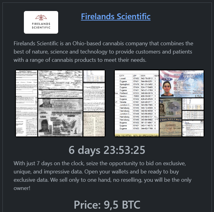 Firelands Scientific成为RHYSIDA勒索软件的受害者-xLab 威胁情报