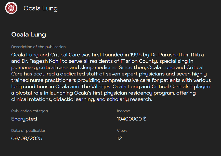 INC.Ocala Lung and Critical Care Associates成为Sinobi勒索软件的受害者-xLab 威胁情报