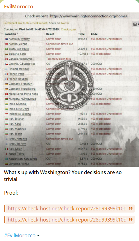 EvilMorocco Hacktivism瞄准Washington连接网站-xLab 威胁情报