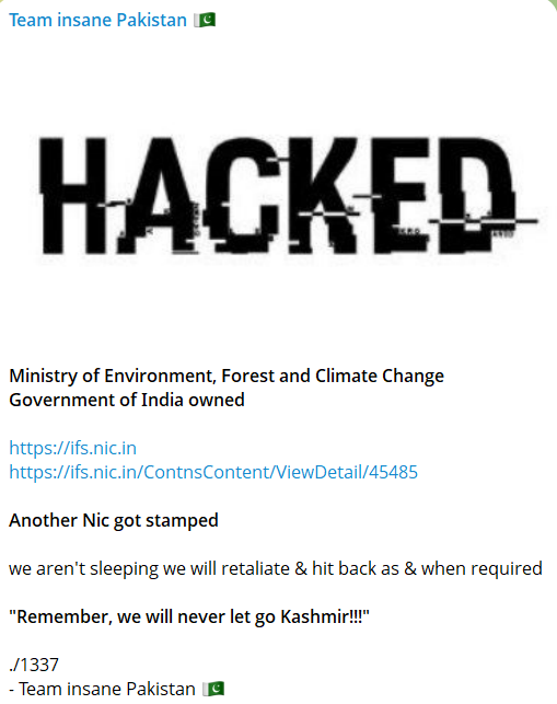 Team insane Pakistan瞄准印度林务局网站-xLab 威胁情报
