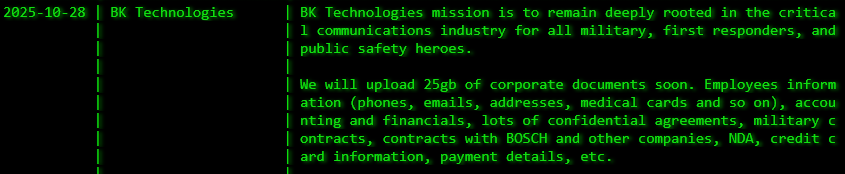 BK Technologies Inc.成为Akira勒索软件的受害者-xLab 威胁情报