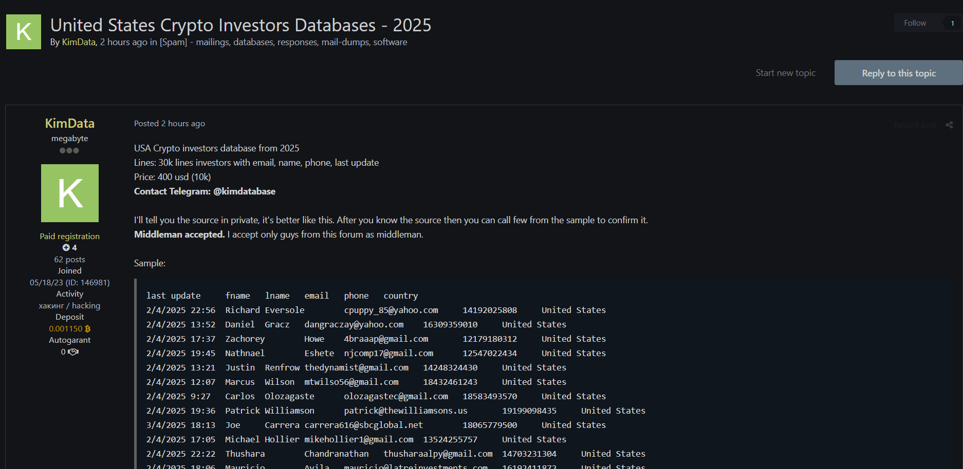 美国加密货币投资者涉嫌数据泄露-xLab 威胁情报