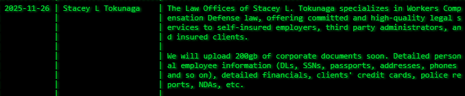 Stacey L.Tokunaga律师事务所成为Akira勒索软件的受害者-xLab 威胁情报