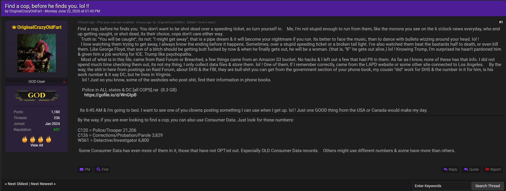 Alleged Leak of U.S. Law Enforcement Contact Database-xLab 威胁情报