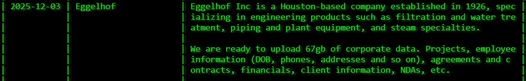 Eggelhof Incorporated成为akira勒索软件受害者-xLab 威胁情报