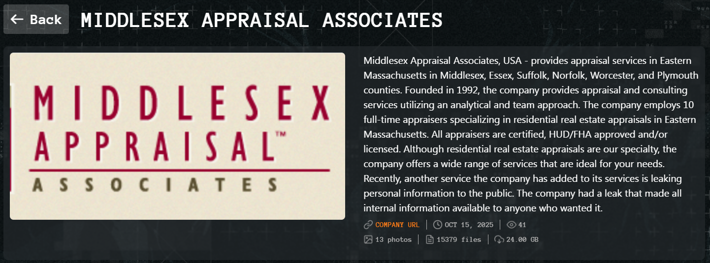 Middlesex Appraisal Associates成为QiIin勒索软件的受害者-xLab 威胁情报