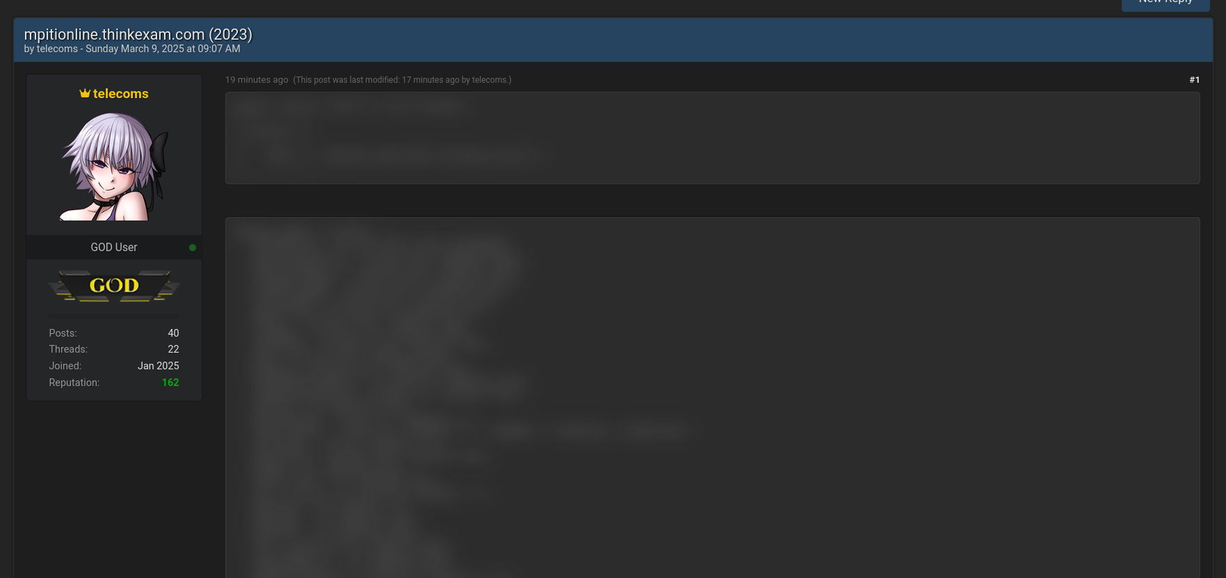 涉嫌出售Think Exam（一家Ginger Webs公司）的数据-xLab 威胁情报