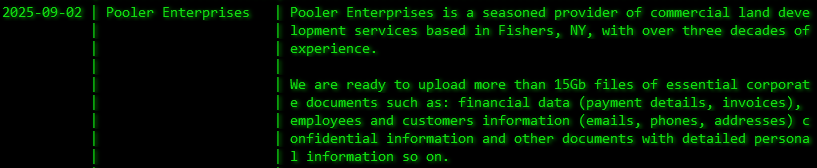 Pooler Enterprises成为Akira勒索软件的受害者-xLab 威胁情报