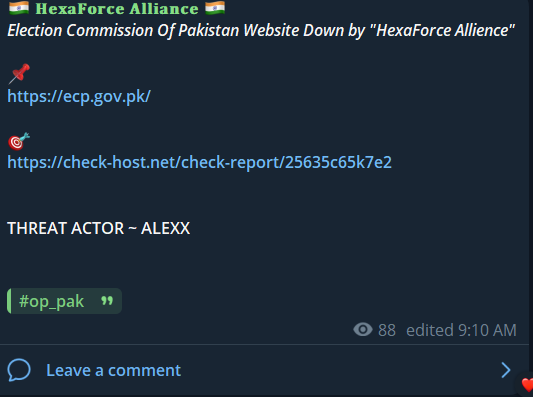 HexaForce联盟瞄准巴基斯坦选举委员会网站-xLab 威胁情报