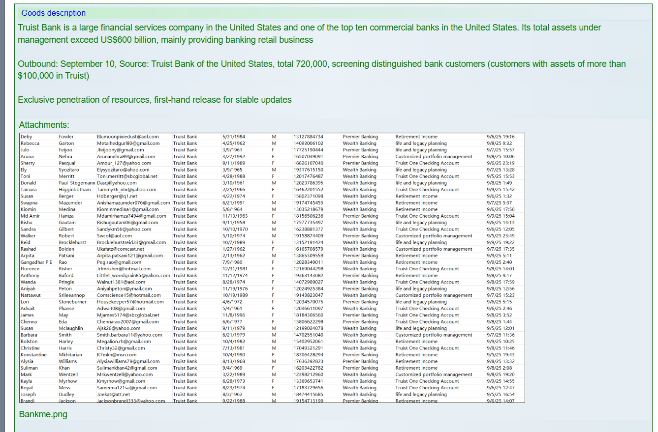 Truist Financial Corporation涉嫌出售数据-xLab 威胁情报