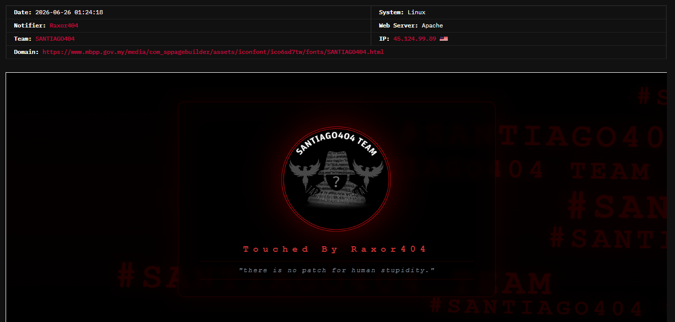 Raxor404 targets the website of Penang Island City Council-xLab 威胁情报