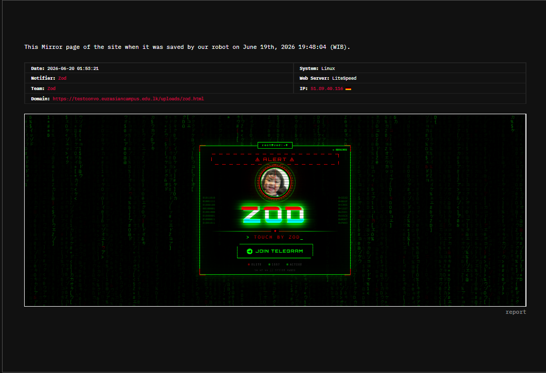 Zod targets the website of Eurasian Campus-xLab 威胁情报