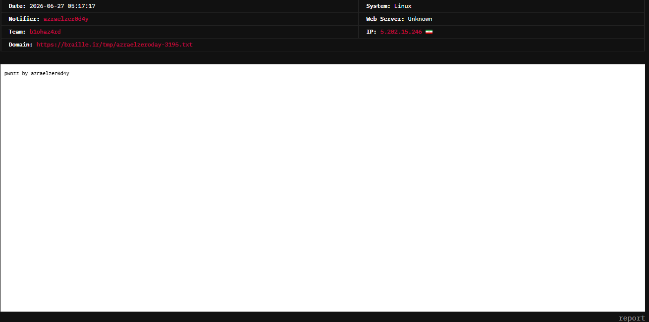 azraelzer0d4y targets the website of braille.ir-xLab 威胁情报