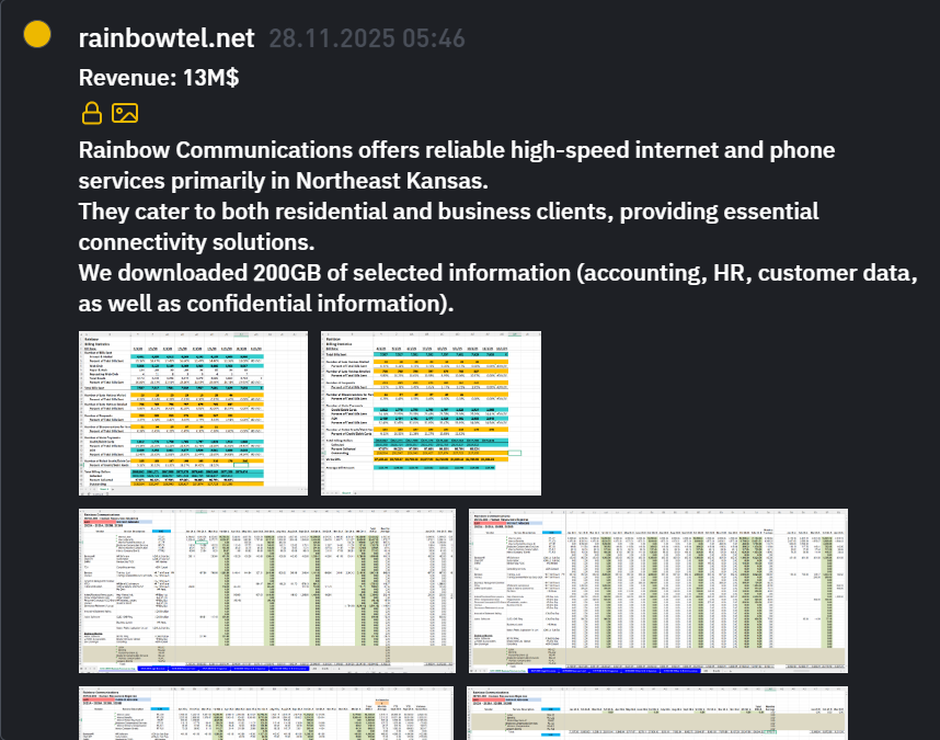 彩虹通信成为INC RANSOM勒索软件的受害者-xLab 威胁情报