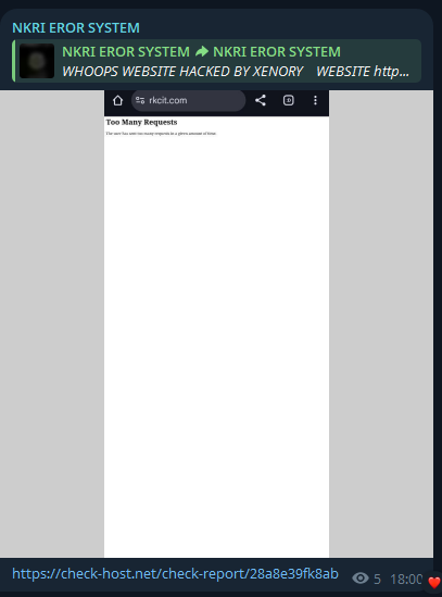 NKRI EROR SYSTEM针对Rajkumar信息技术与管理学院网站-xLab 威胁情报
