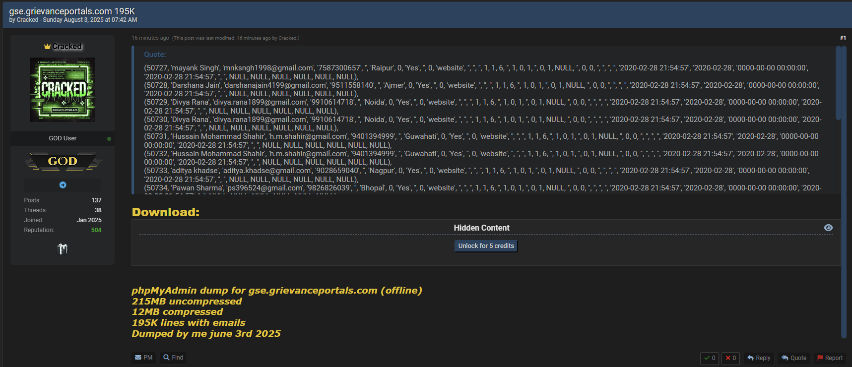 甘地工程学院(GSE)涉嫌数据泄露-xLab 威胁情报