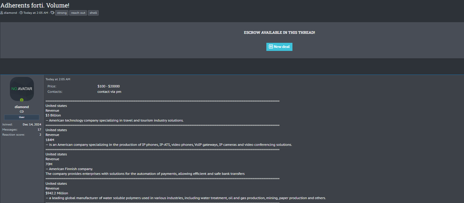 涉嫌向美国一家会计师事务所出售未经授权的访问权-xLab 威胁情报