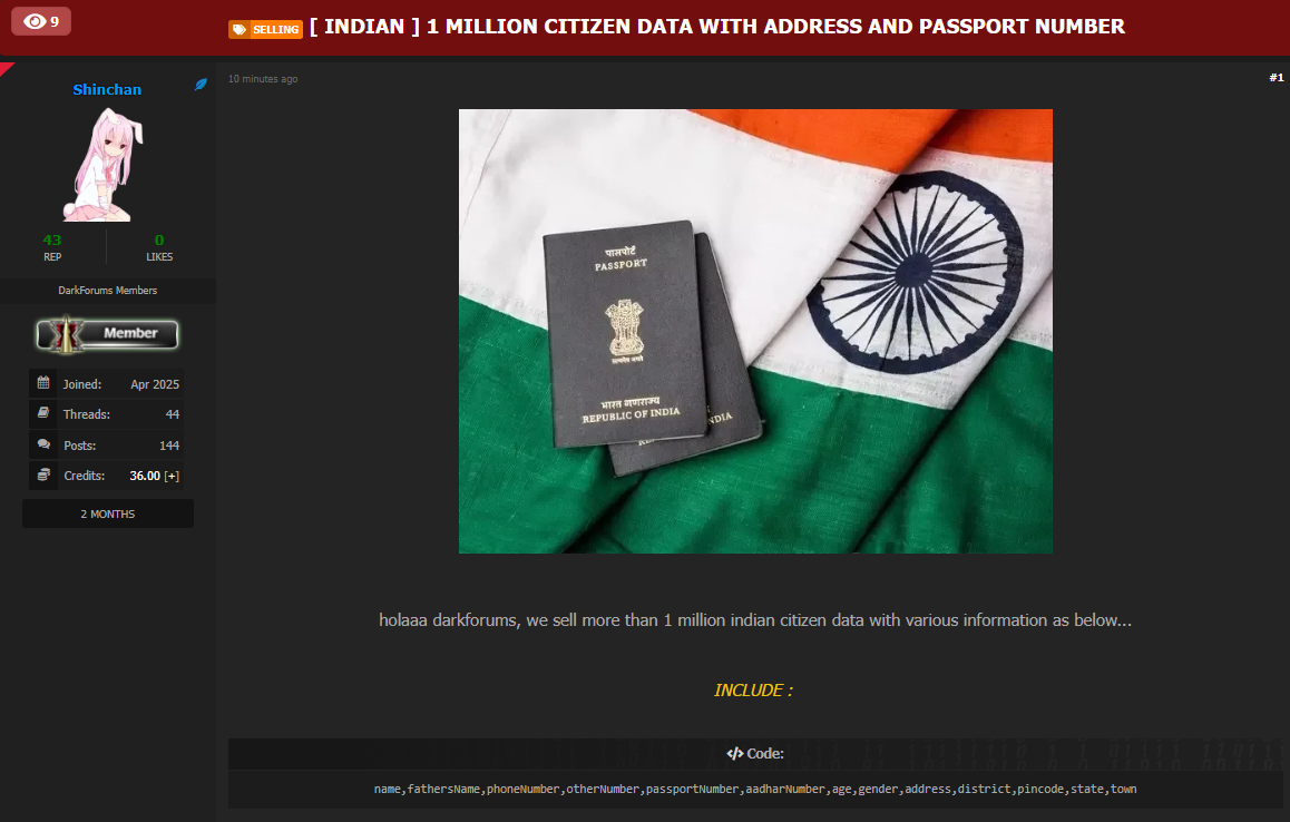 涉嫌出售印度公民数据-xLab 威胁情报