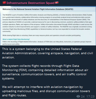 基础设施破坏小组声称目标是Federal航空管理局-xLab 威胁情报