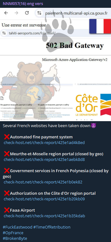 NoName targets the website of French Government - Multichannel Payment API-xLab 威胁情报