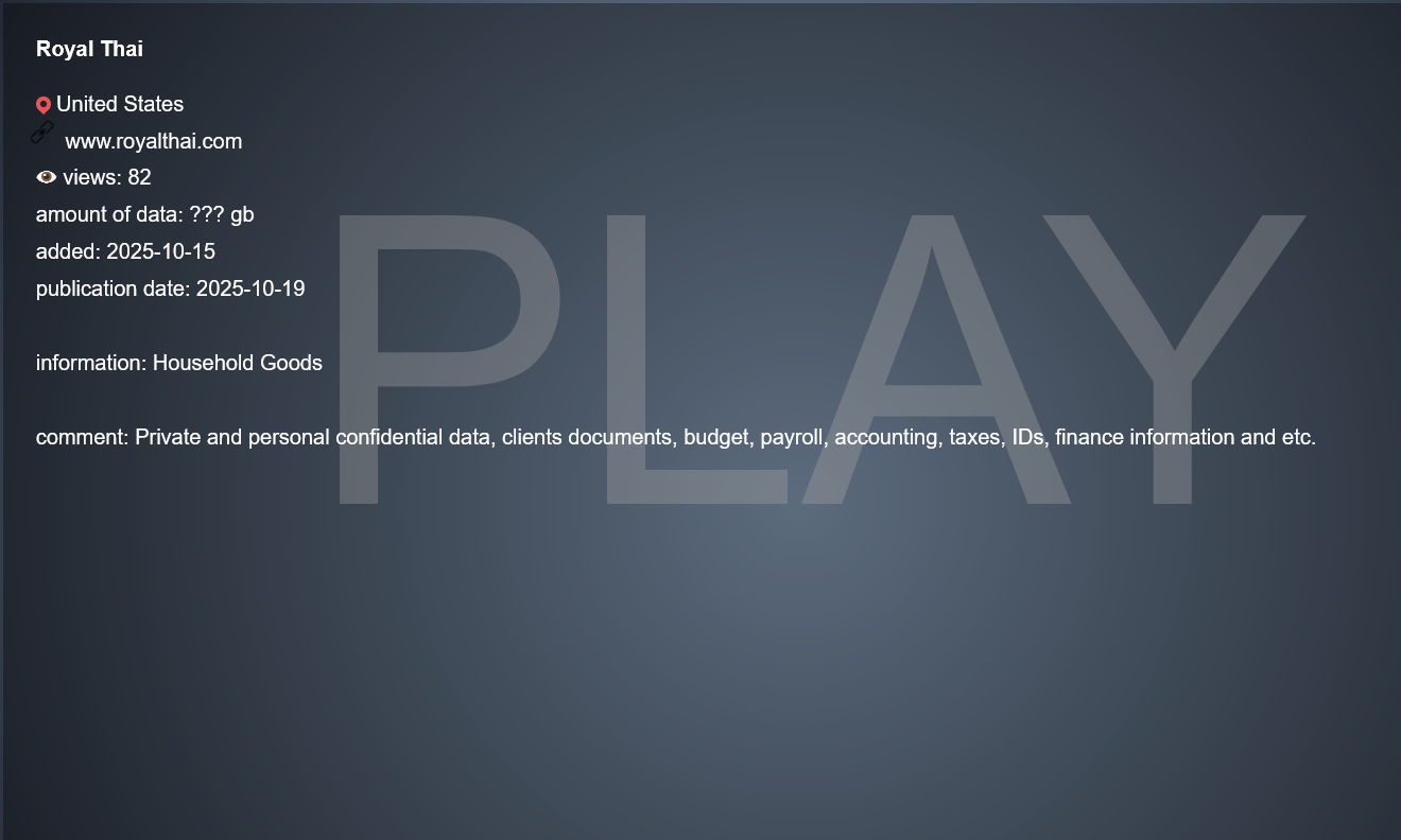 Royal泰国人成为PLAY勒索软件的受害者-xLab 威胁情报