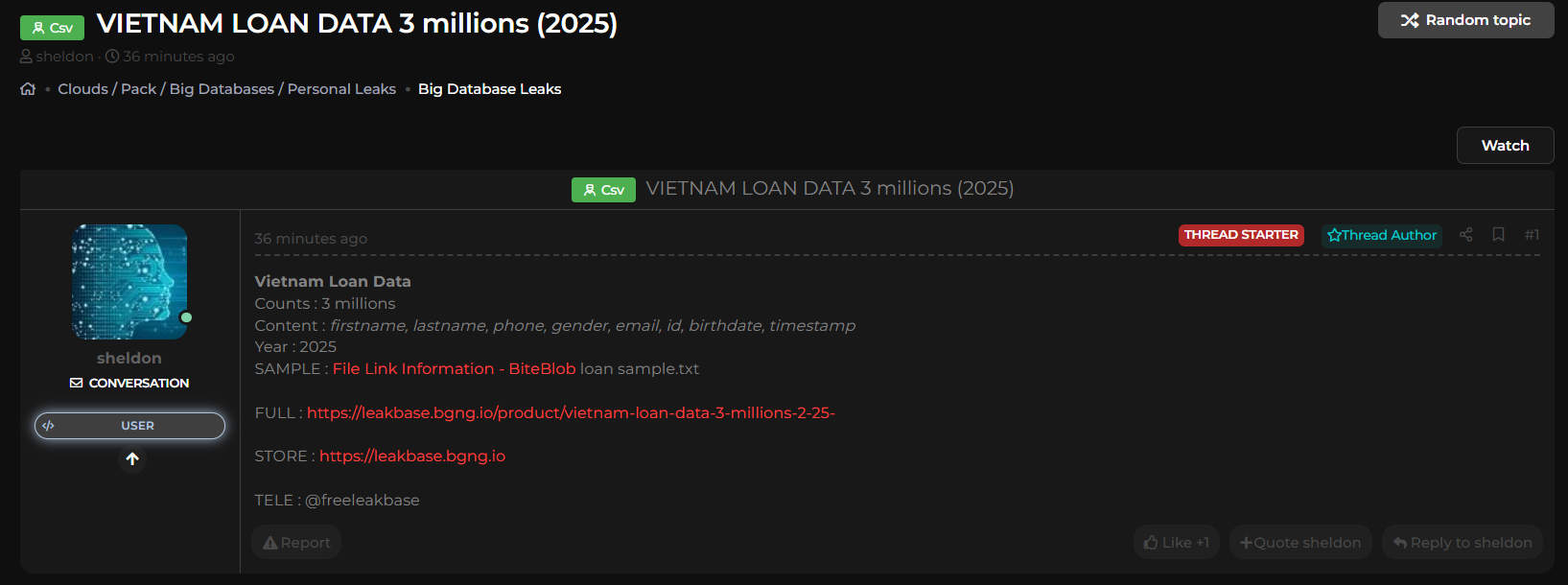 涉嫌数据泄露300万越南贷款记录-xLab 威胁情报